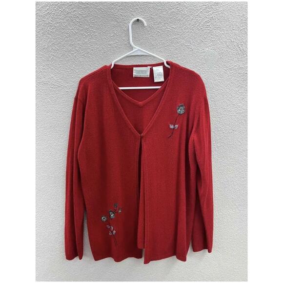 Womens Cricket Lane Collection Shirt Size Large Red Long Sleeve Sweater Built in - Picture 1 of 12
